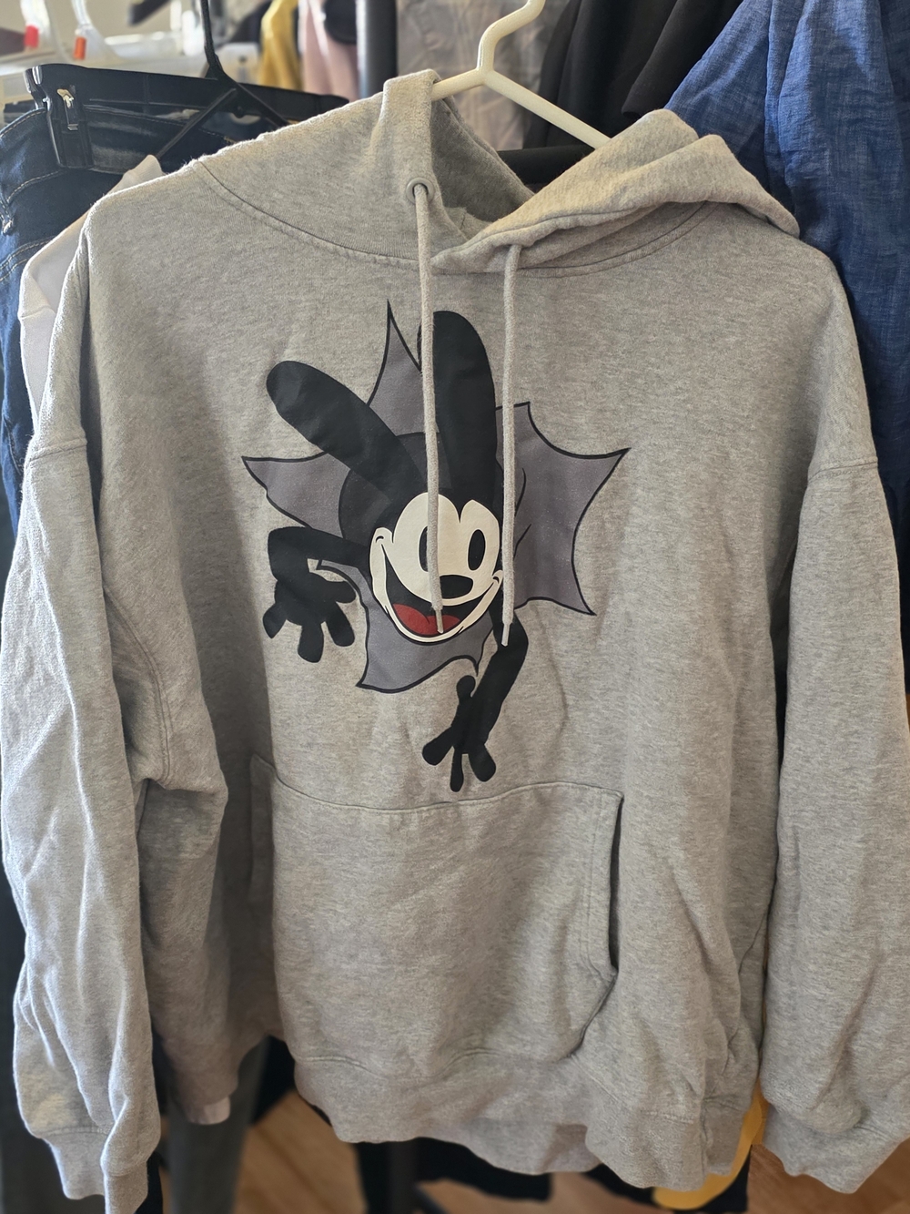 Disney Gray Crewneck Graphic Hoodie with Classic Character